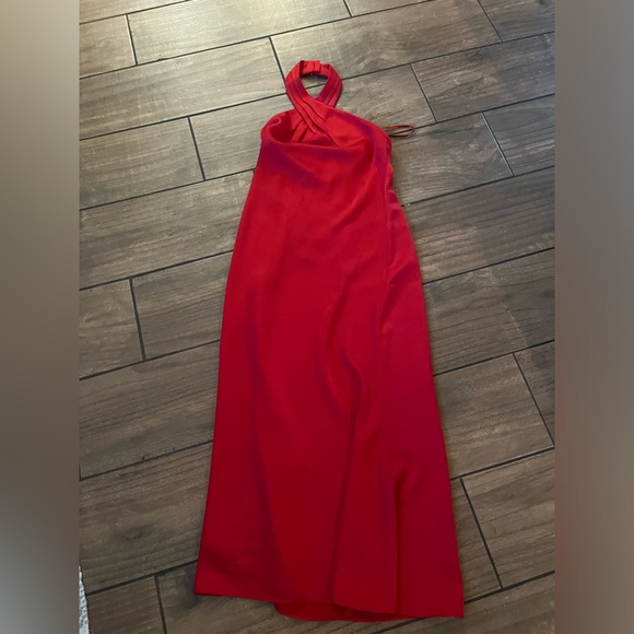BHLDN Ruby Twist Halter Satin Gown Size 0 - Picture 3 of 4